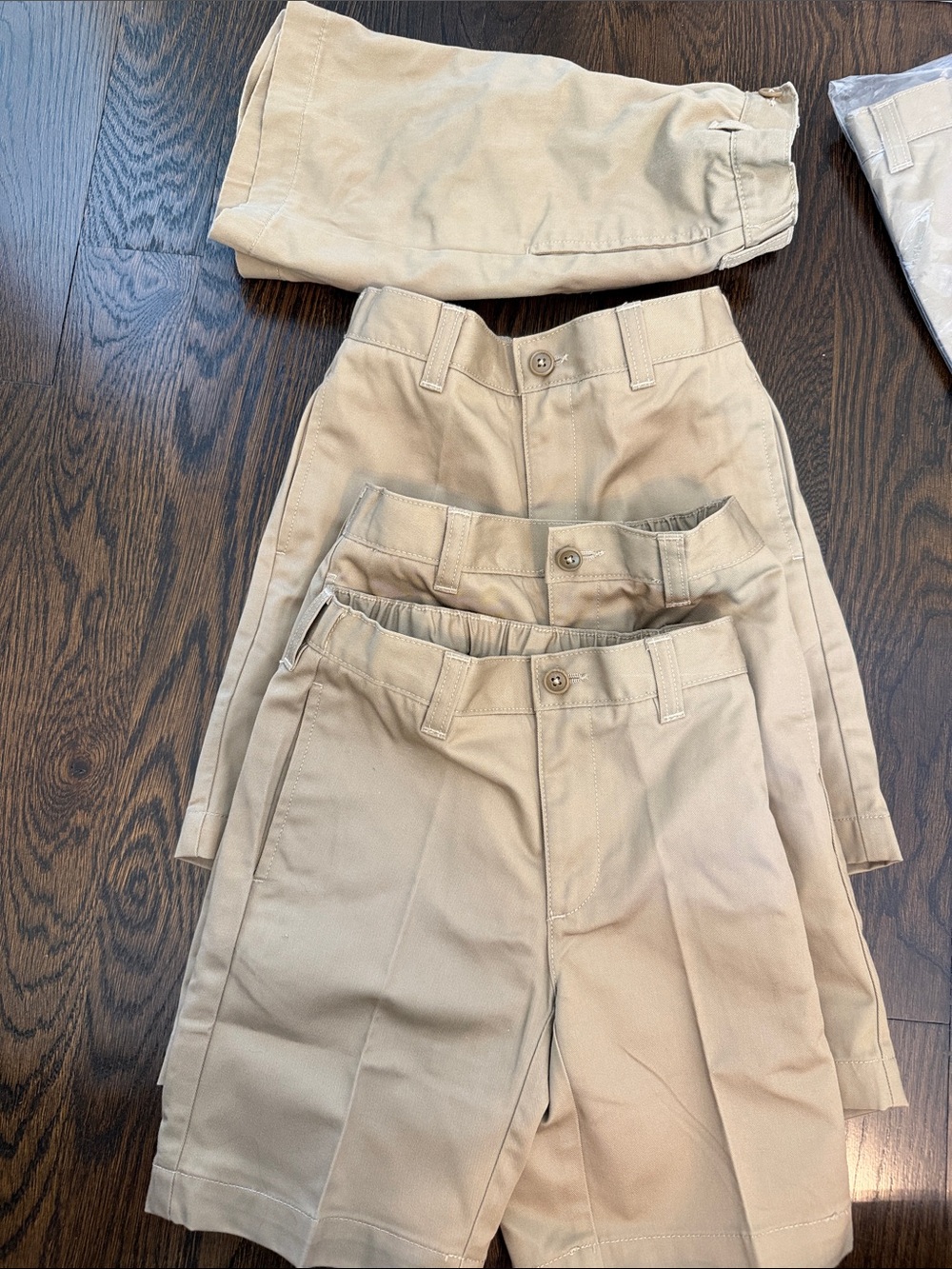 NEW Lands' End Kids Tan School khaki Shorts set of 4